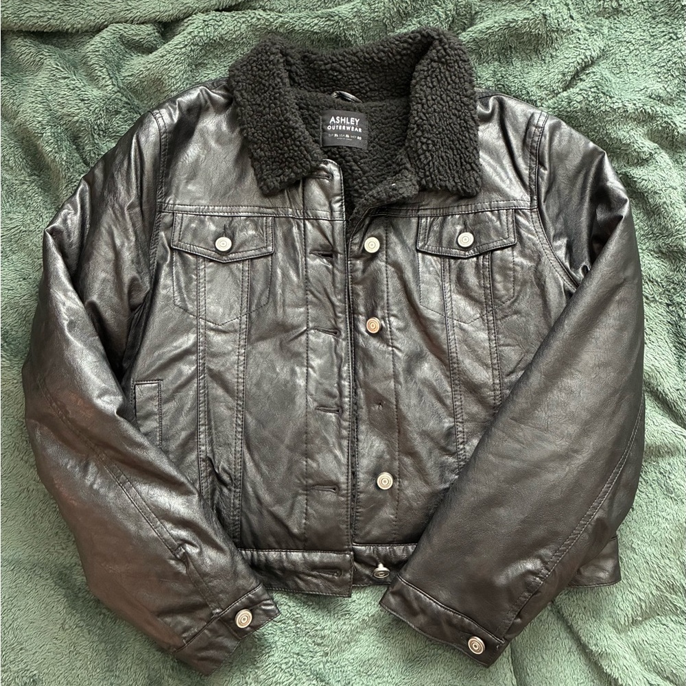 Ashley Outerwear Faux Leather Bomber Jacket